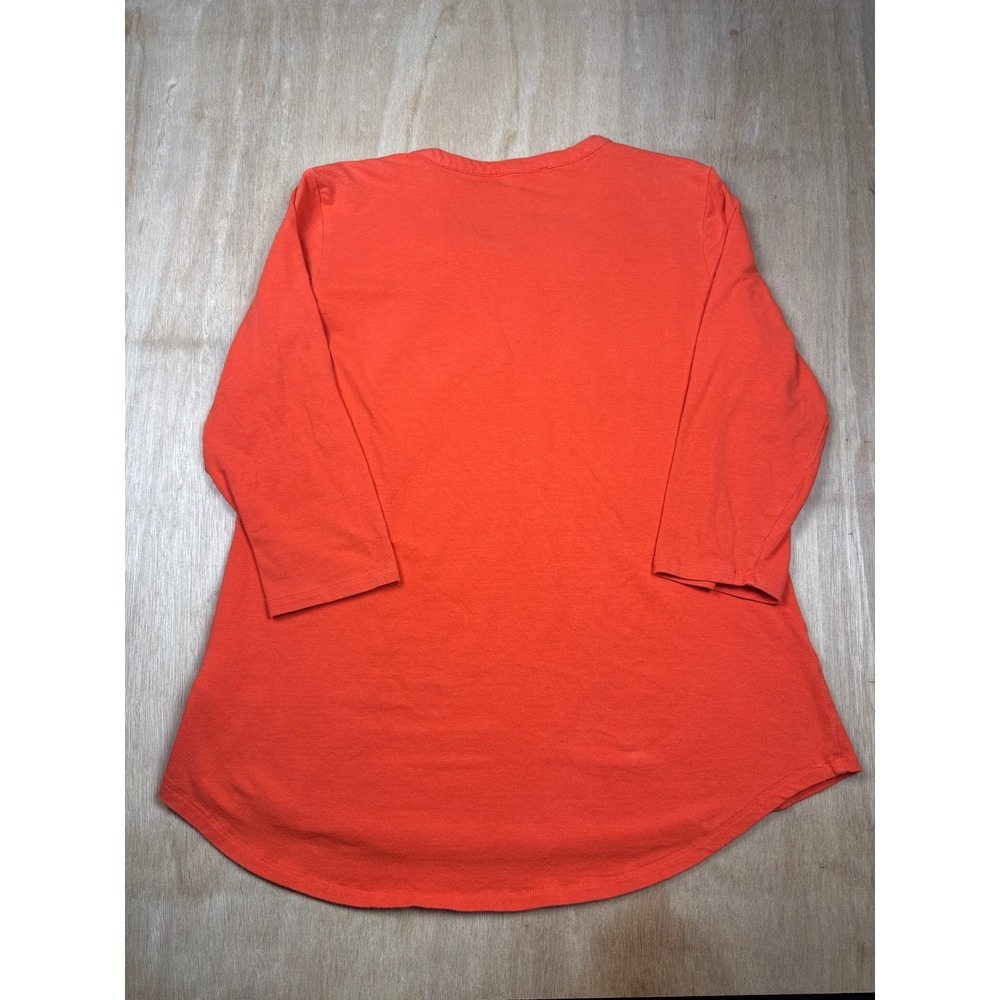 Michael Kors Orange V Neck 3/4 Sleeve Top Gold Zip Detail Women's Size XL - Picture 8 of 8
